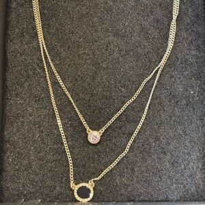 DKNY Gold Necklace  and earring with Crystal Accents